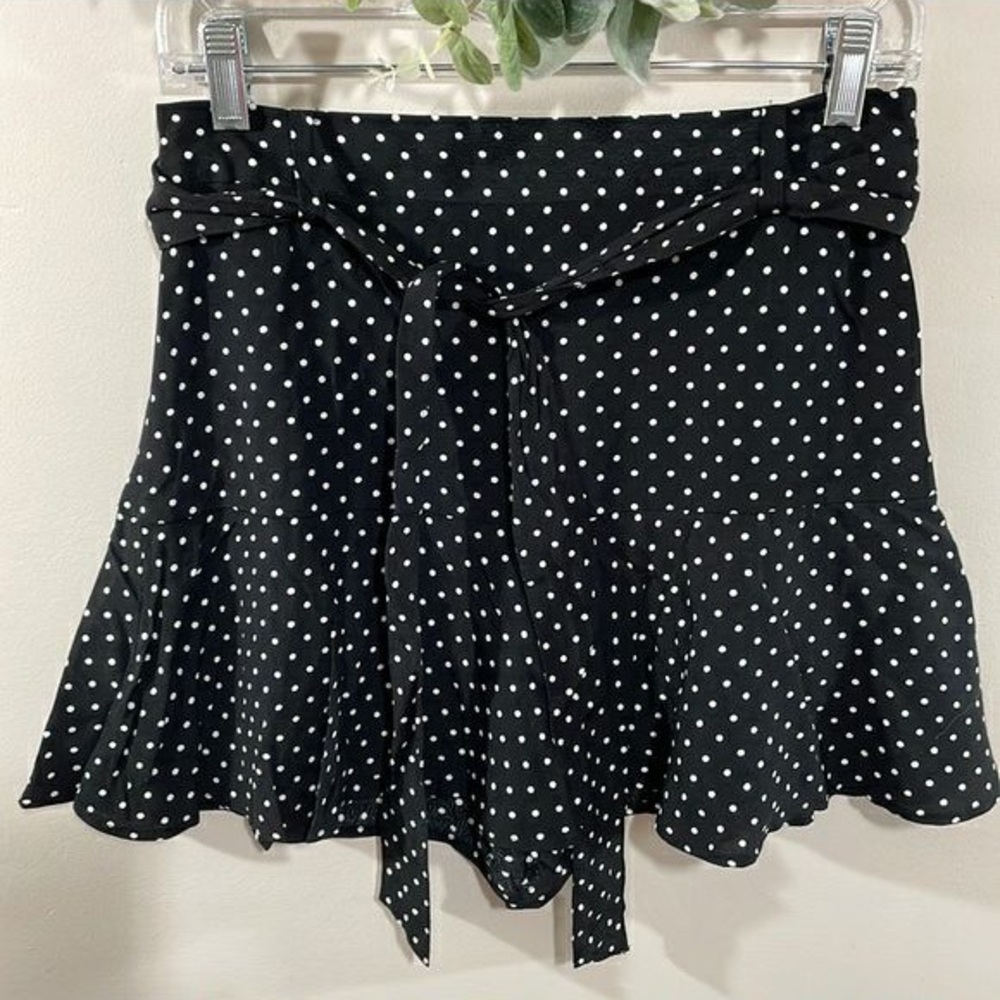 Zara Black and white Polka Dot Ruffle Skirt skort with built in shorts